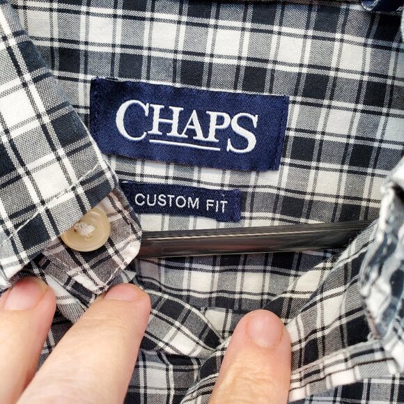 Mens Chaps Black & White Plaid Long Sleeve Button Down Shirt Size XXL - Picture 3 of 8